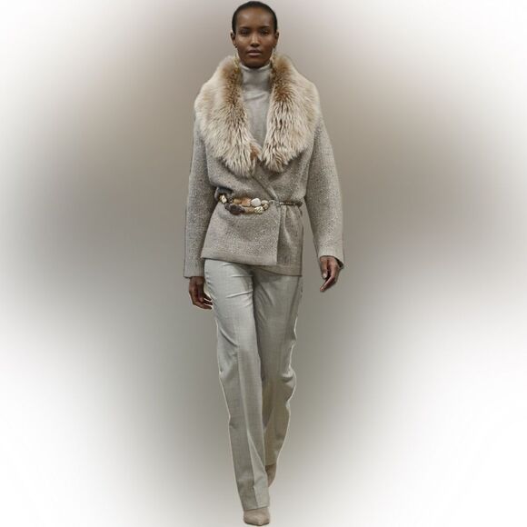 Ralph Lauren Collection Pre-Fall 2014 Lamb Shearling Fur Collar Cardigan - Picture 6 of 16